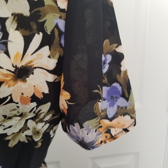 nanette Black Dream Cloud Midi Dress 8 Belted NWT Floral Short Sleeve Flowy - Picture 10 of 16